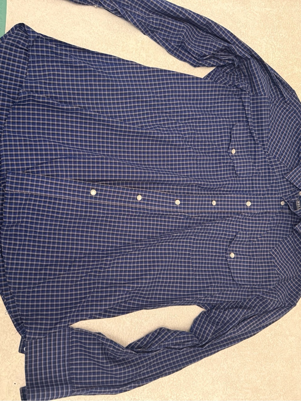 Panhandle Classic Navy Plaid Long-Sleeve Button-Down Shirt